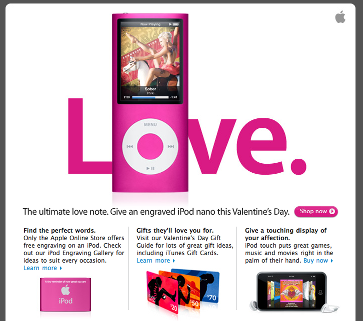 Apple Valentine's email - 27 January 2009
